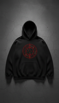 sudadera oversized algodón negro logo rojo