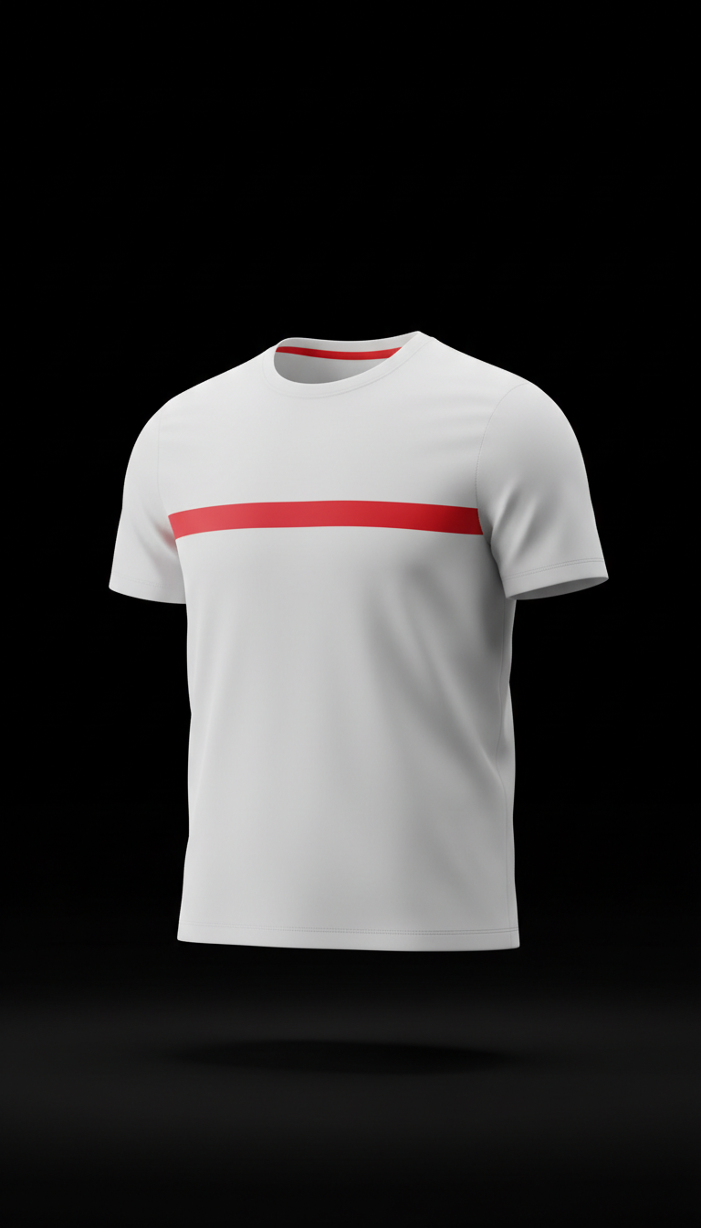 Camiseta blanca acento rojo preciso
